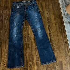 BKE Stella 28 x 33 1/2 Long, Dark Wash, Destructed